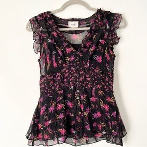 Eci New York Silk Floral Blouse Size 4